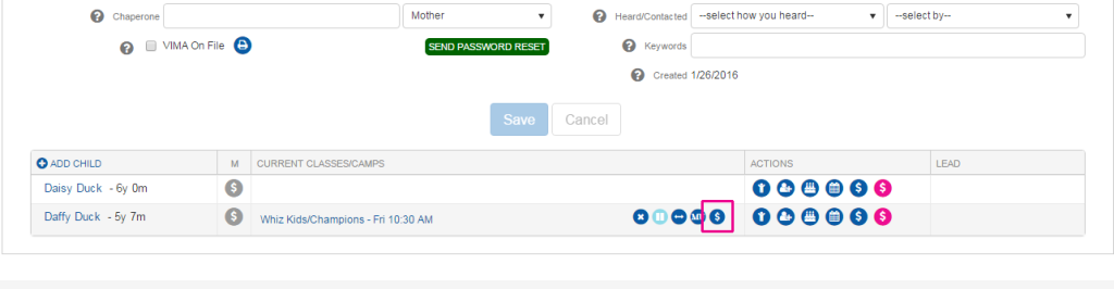 Click on the small blue $ next to the child's class name